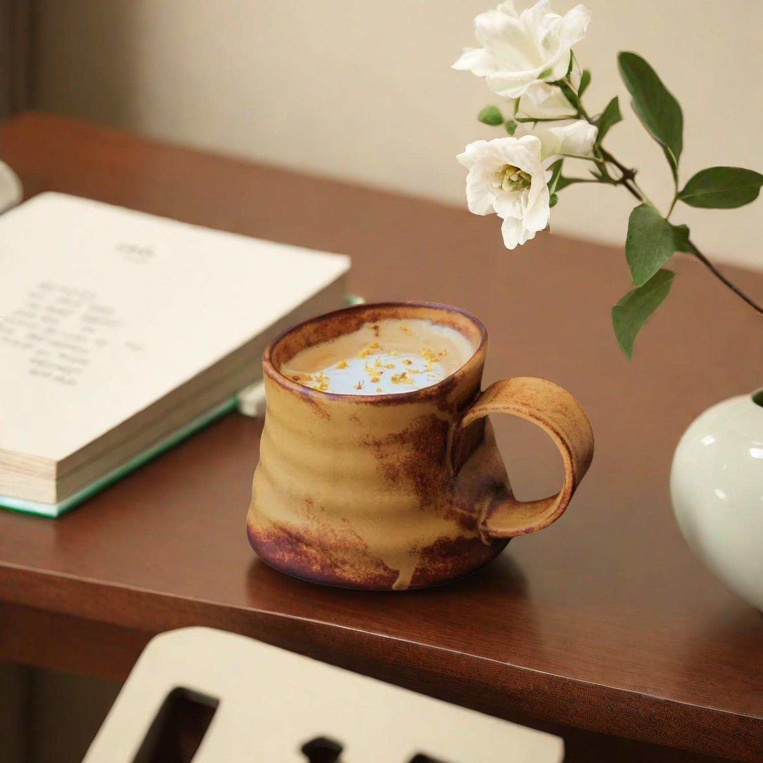复古粗陶窑变釉陶瓷马克杯咖啡拿铁杯小众杯子早餐杯护士节母亲节