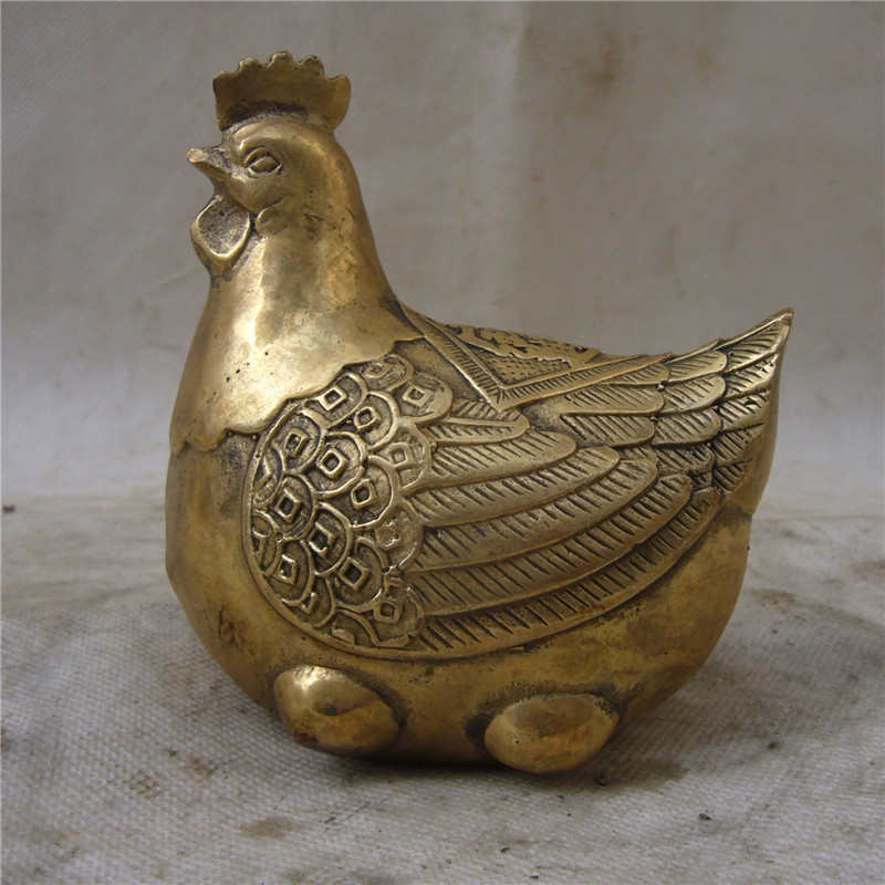 厂家直供纯铜熔铸金属工艺品商务礼品铜母鸡居家装饰招财创意摆件