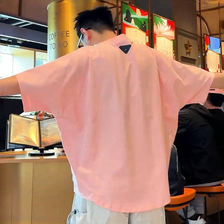 夏季薄款简约净版蝙蝠袖圆领短袖男潮流美式宽松百搭休闲半袖T恤