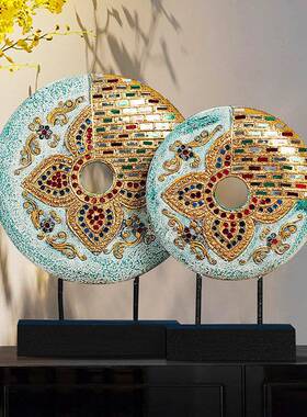 异丽东南亚风格桌面摆件泰式工艺品客厅玄关电视柜实木手工装饰品