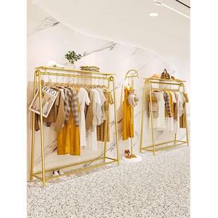 女装店组合货架展示架落地式卧室家用衣架服装店展示架铁金