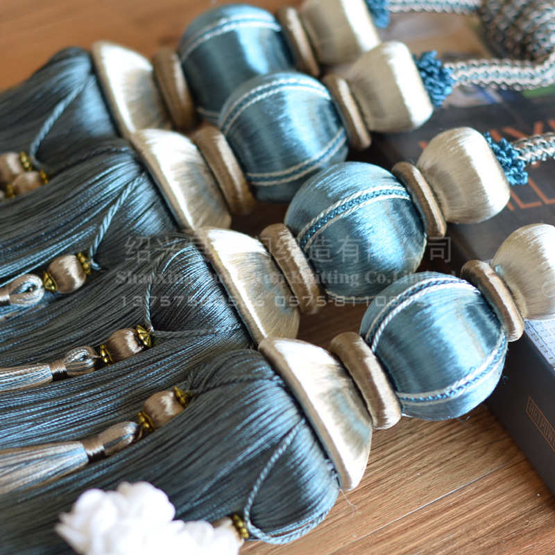 厂家直销新品包丝加密高档窗帘绑球 一对4个球窗帘绑绳流苏