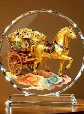 马上有钱水晶摆件装饰品客厅玄关电视柜乔迁开业招财礼物桌面摆台