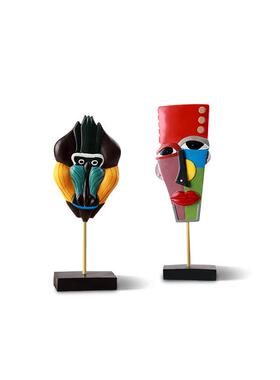 创意欧式风树脂工艺品创意客厅酒柜装饰摆设抽象人脸艺术摆件