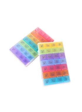 1PCS 4 Row 28 Squares Pillbox Storage Box for Pills Portable
