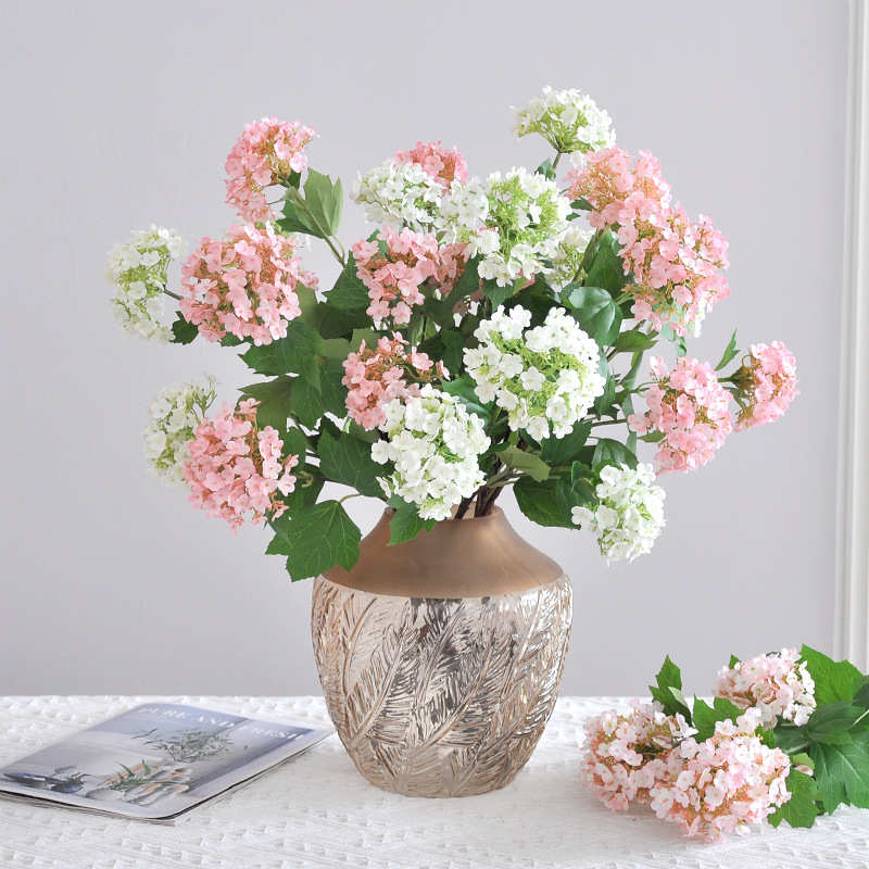 高档蓝色木绣球花束绣球花仿真花雪球摆设假花绢花装饰花仿生花