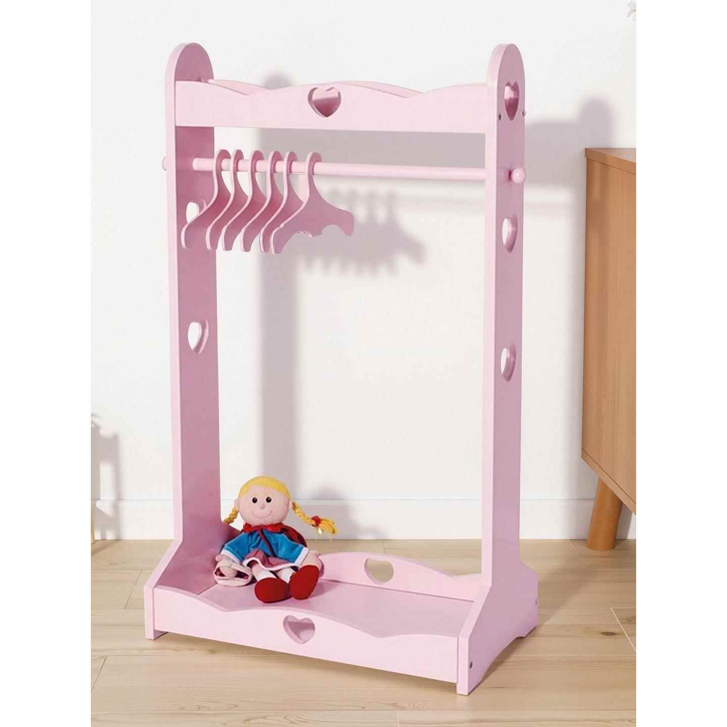 2025新款公主儿童衣柜粉色落地衣架卧室置物架新款挂衣晾衣架