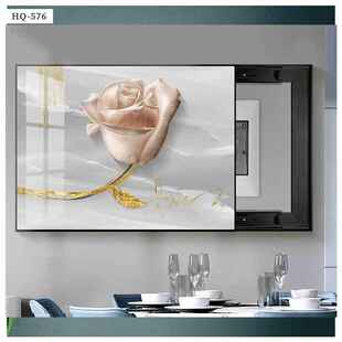 轻奢花朵电表箱装饰画现代简约挂画液压杆遮挡箱电闸箱墙晶瓷壁画