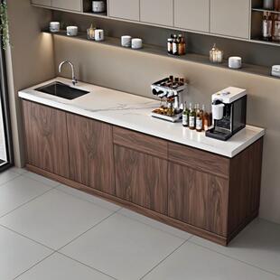 定制公司水吧台办公室茶水柜带水槽咖啡操作台洗手盆一体厨房整体