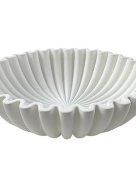 新品创意客厅摆件凹槽荷叶边装饰碗 ins风居家装饰树脂工艺品