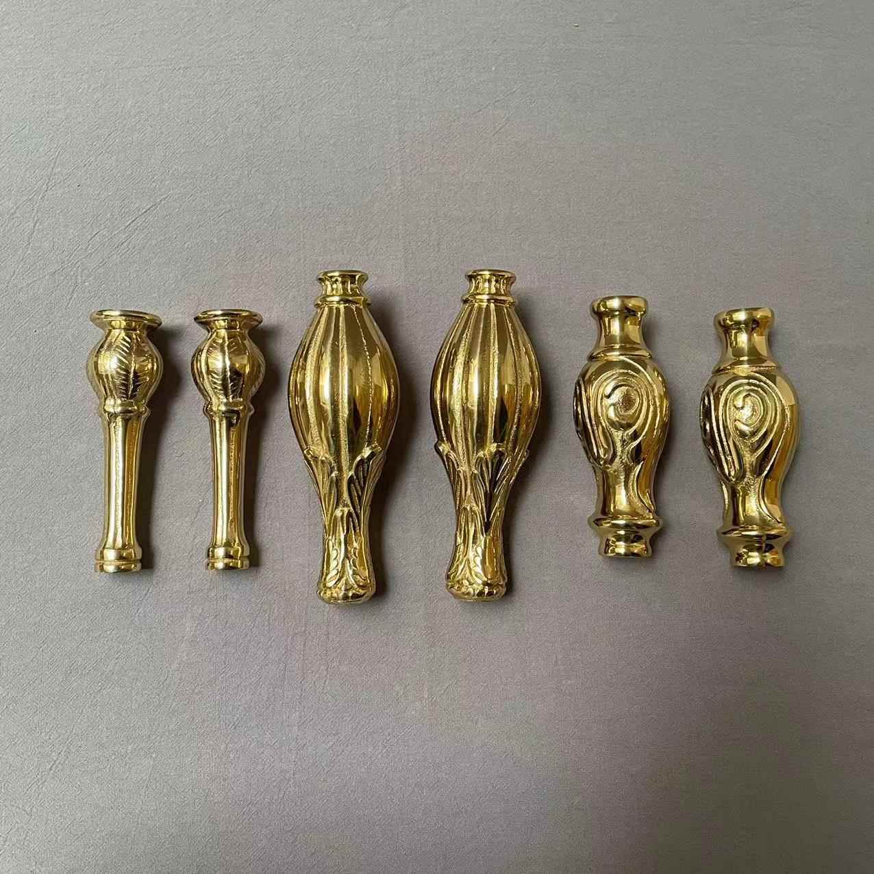 全铜台灯组装配件法式流苏落地灯黄铜连接柱压铸花纹实铜空心铜管