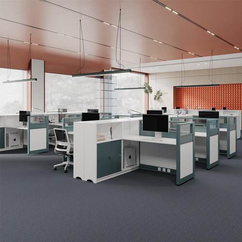 办公室办公桌简约现代员工l型4人位屏风职员工位卡座财务桌椅组合