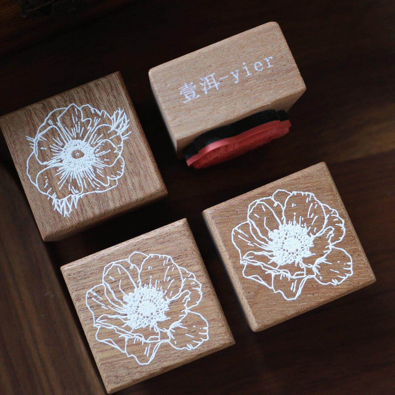 壹洱原创手帐印章 沙比利 升级版红橡胶 高性价比【银莲花印章】