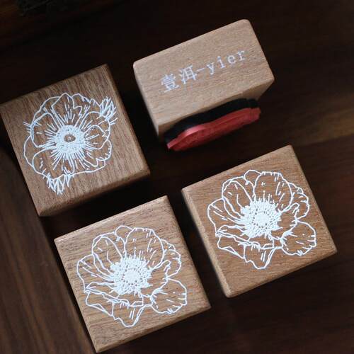 壹洱原创手帐印章 沙比利 升级版红橡胶 高性价比【银莲花印章】