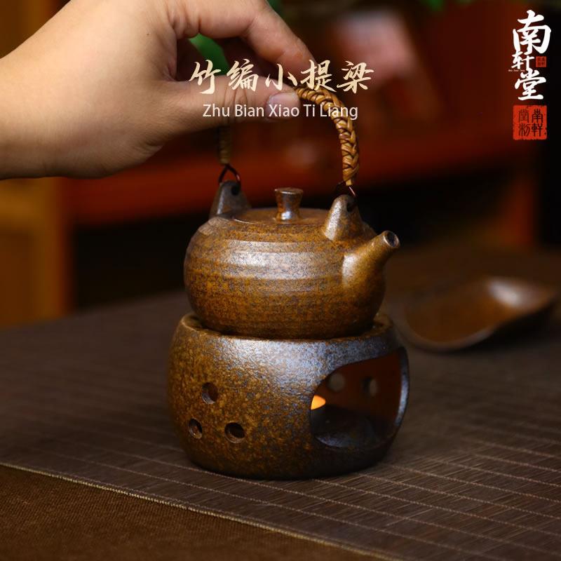 围炉煮茶复古紫砂还原烧竹编提梁壶温茶炉蜡烛煮茶炉加热保温