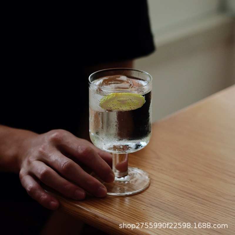 韩式ins冷饮玻璃杯矮脚红酒杯 冰咖啡杯啤酒杯果汁杯牛奶杯甜品杯