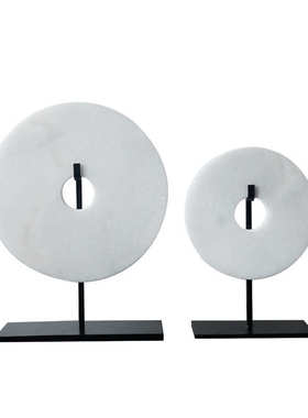 书房家居软新圆形玄关中式摆设装饰品玉石客厅招财办公室创意摆件