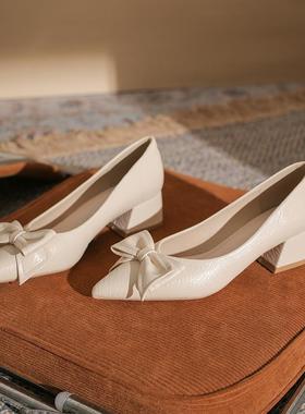 36601-2A经典款舒适粗跟高跟尖头2026女式单鞋不累脚百搭简约女鞋