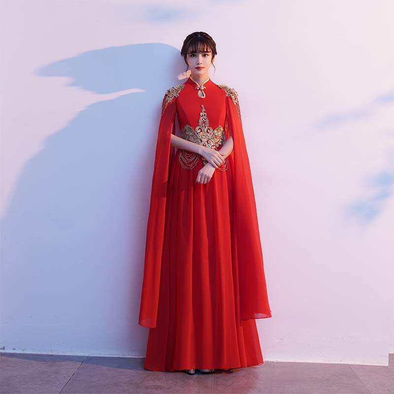 正品大型合团出演服服装女长裙古筝演奏中式声乐指唱挥晚礼服红歌