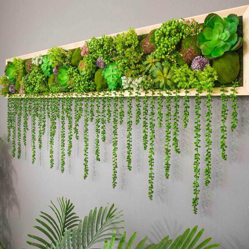 彷真多肉垂挂植物壁挂墙面装饰家居绿植画 画壁饰客厅饭厅背景墙