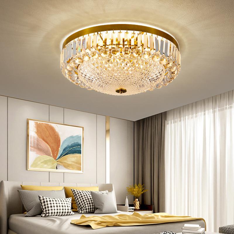 2025新款大气led 圆形吸顶灯卧室现代轻奢客厅阳台遥控水晶吸顶灯