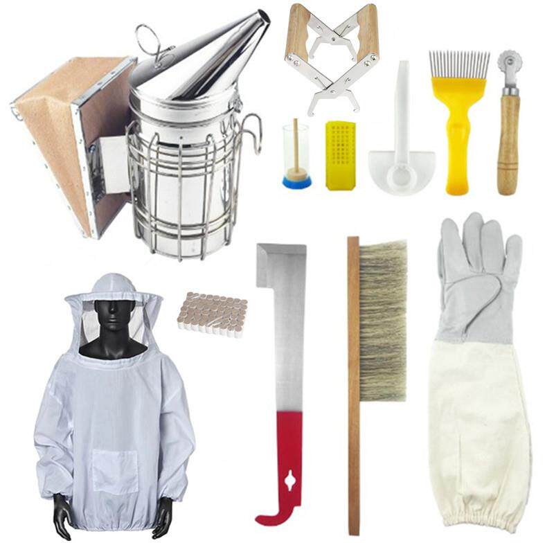 养蜂工具套餐12件全套防蜂衣服熏烟器起刮刀巢框夹蜂具蜂箱畜牧