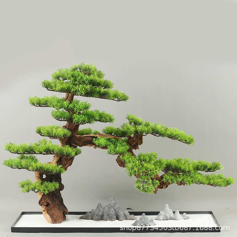 新中式仿真禅意迎客松玄关桌客厅茶室茶楼装饰品日式绿植盆景摆件,鲜花速递/花卉仿真/绿植园艺,仿真绿植,淘宝优惠券,粉丝福利购,淘宝优惠卷