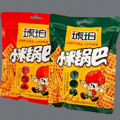 琥珀牛肉麻辣味135g小米锅巴8090后怀旧休闲零食品小吃袋装
