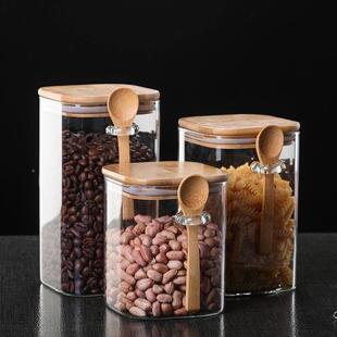 glass container coffee Sealed storage pyretic bean square