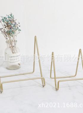 铁制钟表坐盘装饰圆盘瓷盘子支架摆盘相框时钟托架奖牌展示架子