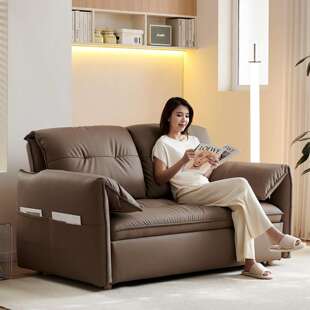 高端真皮沙发床一体两用双人客厅多功能网红款家用可折叠推拉床