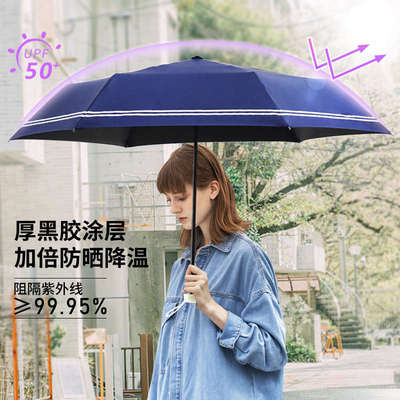 珍妮花黑胶超泼水晴雨两用太阳伞遮阳防晒防紫外线小巧便携三折伞
