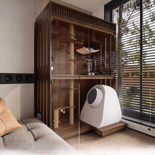 猫别墅实木猫笼超大空间豪华家庭室内猫窝房子与厕所集成猫笼猫柜