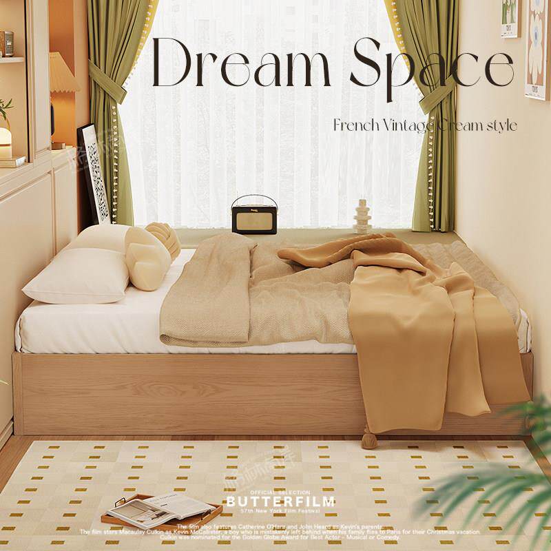 榻榻米落地床新型无床头总长1米9长的实木带储物空间儿童定制高箱