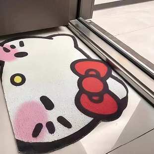 批发可爱凯蒂猫入户地垫进门门口家用脚垫丝圈防滑地毯垫可剪裁