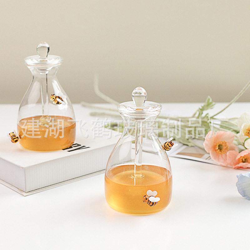 家蜜用透明蜂玻璃蜂蜜带盖蜂蜜罐子玻璃搅拌蜂蜜创意大容量蜂蜜