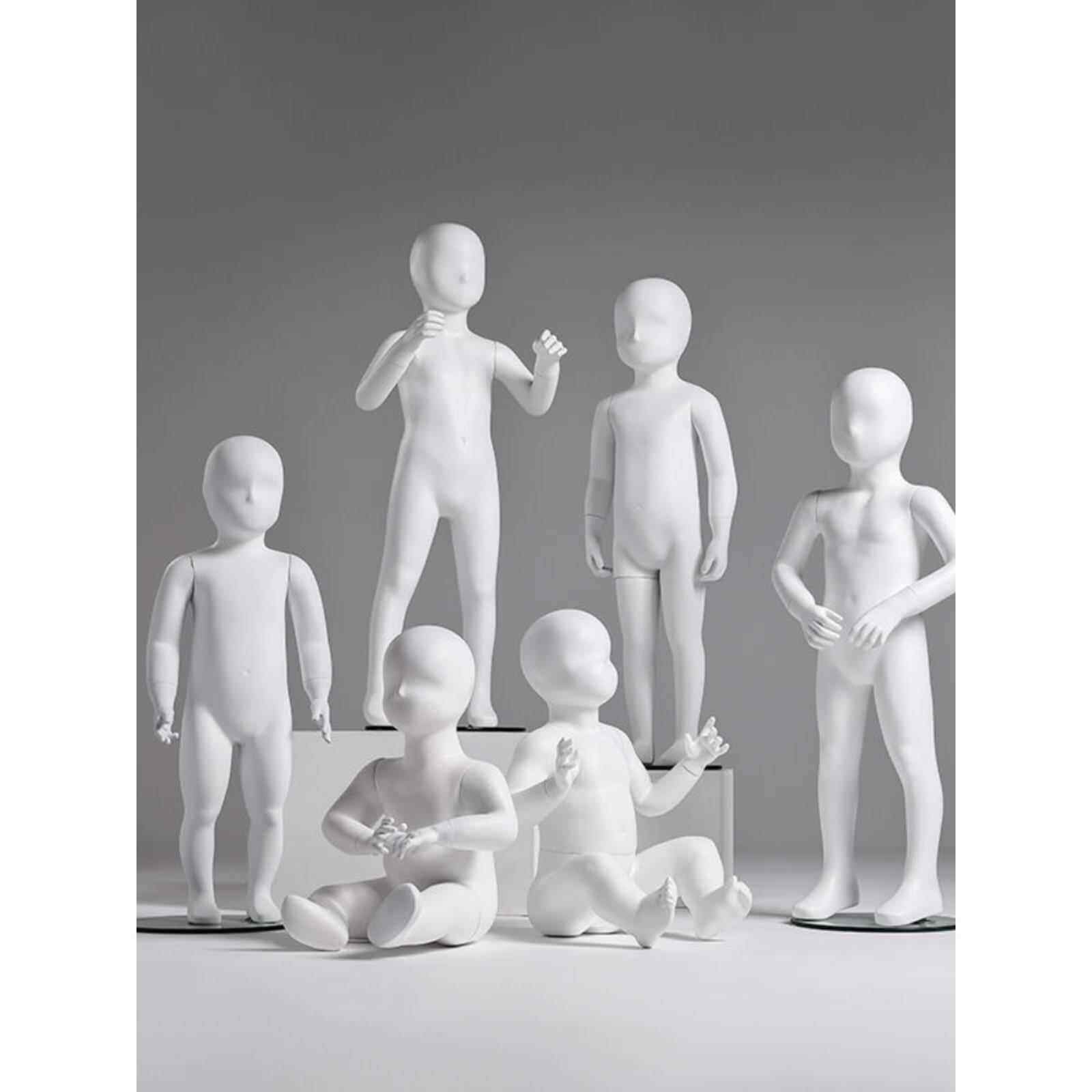 儿童小孩模特道具橱窗展示衣架抽象五官玻璃钢白动态人体童装童模