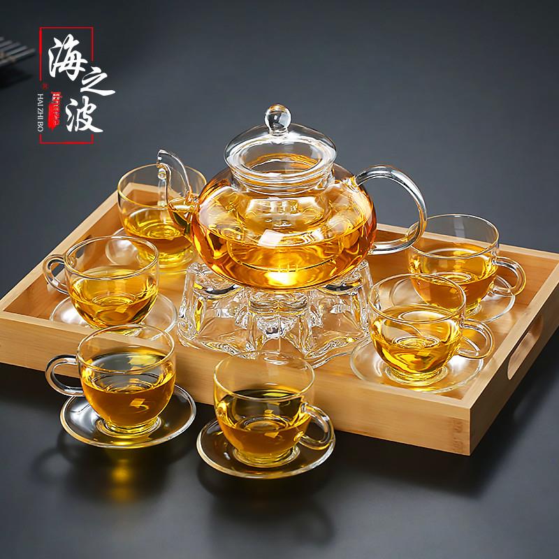 耐热玻璃功夫茶壶花茶壶滤茶器加厚高温透明茶具套装家用茶杯