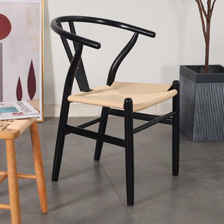 北欧实木餐椅y椅家用新中式休闲靠背扶手实木餐椅书房洽谈阳台椅