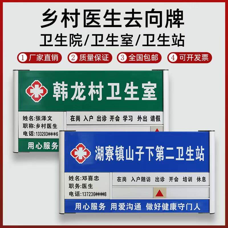 去向牌铝合金 定制烤漆印字卫生院乡村医生工作人员去向牌 科室牌