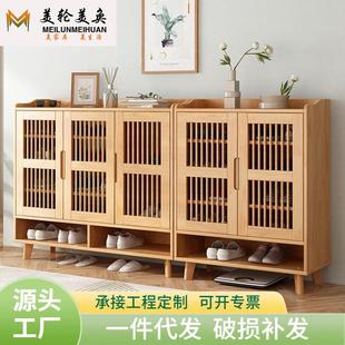 实木透气鞋 柜 柜家用门口1.2m橡胶木多层鞋 架可调节层高玄关收纳鞋