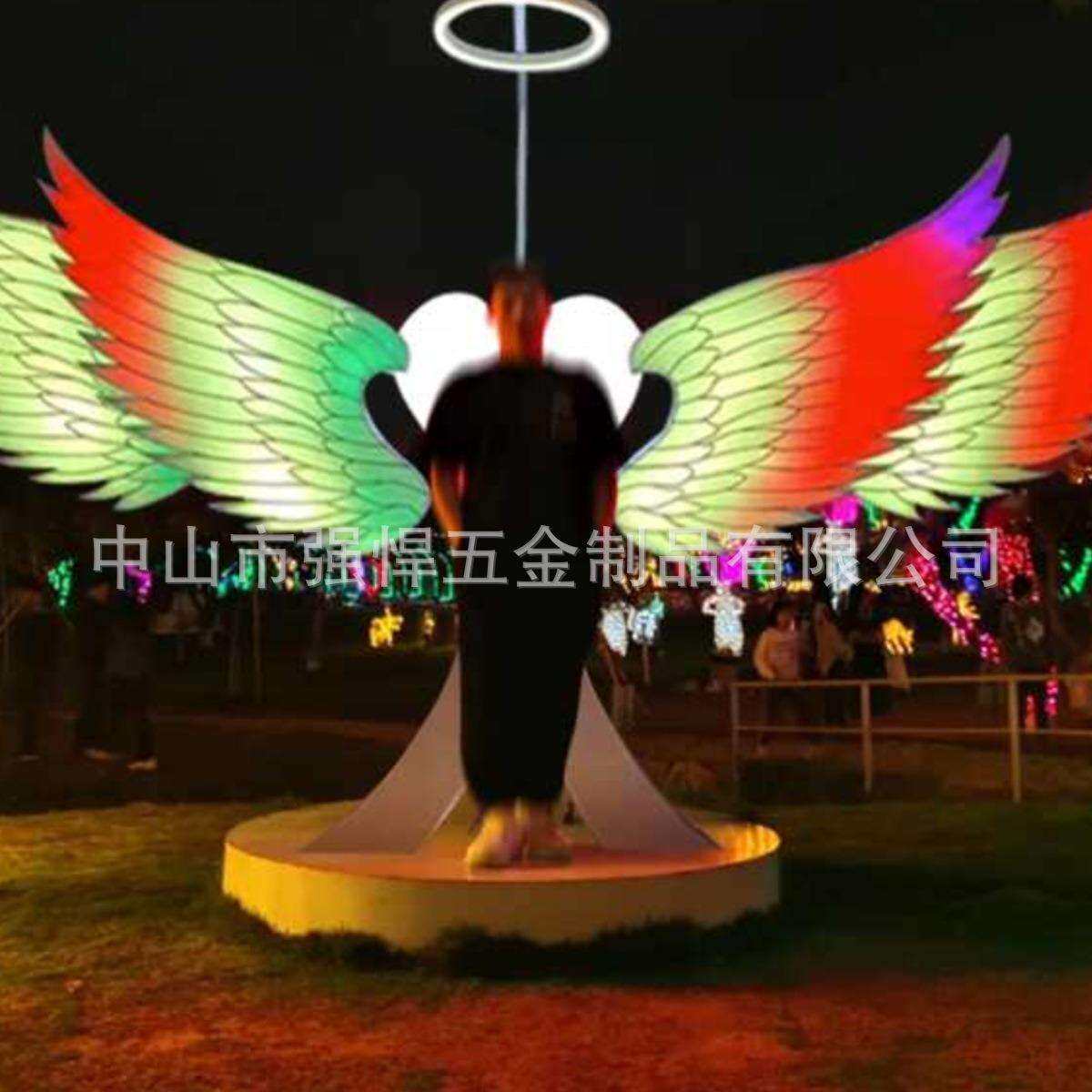 互动翅膀造型灯天使之户翼外广场景观灯灯网红打DQ卡节公园光亮化