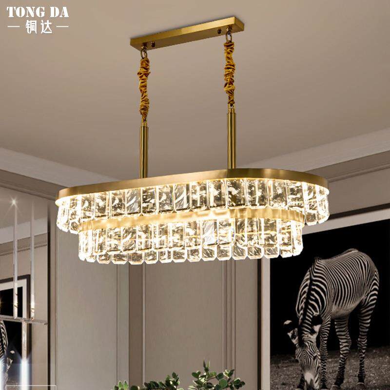 全铜轻奢餐厅吊灯后现代简约水晶灯茶室灯大气长形灯饰港式吧台灯