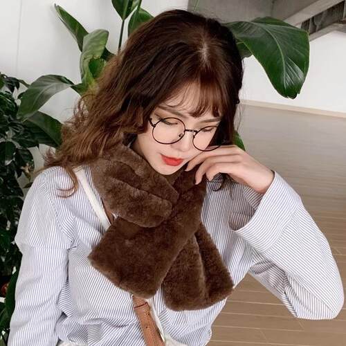Korean-style fluffy scarf for women, suitable for autumn and