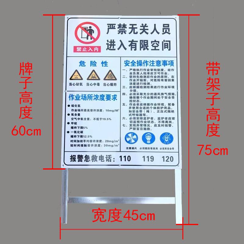 有限空间作业安全告示知牌职业病危害告知卡安全施工警示标识标牌