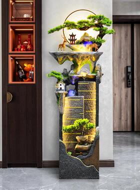 假山流水喷泉鱼缸客厅家居装饰落地水景店铺公司前台招财循环摆件