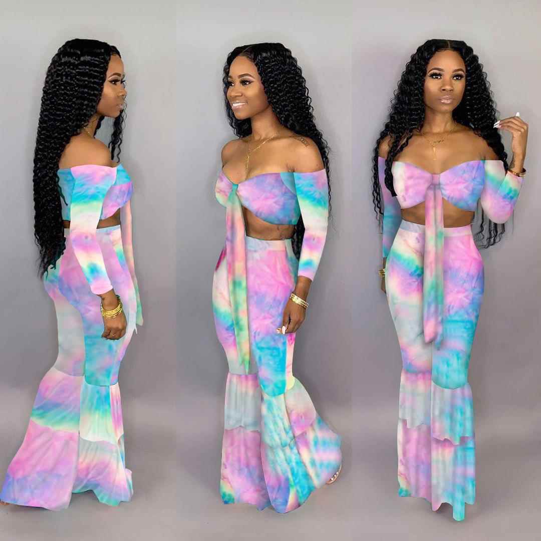 Sexy one-shoulder navel-baring strappy two-piece suit