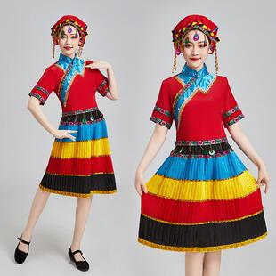 正品彝族服装新款族彝族出服成人六一百褶裙表演蹈服黎族少数民舞