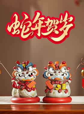 2025年蛇年摆件吉祥物陶瓷茶宠塔香香炉线 线香插新年礼物创意小