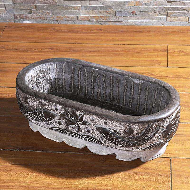 石雕青石鱼缸仿古花盆鱼缸 花岗岩荷花鱼缸庭院摆件厂家